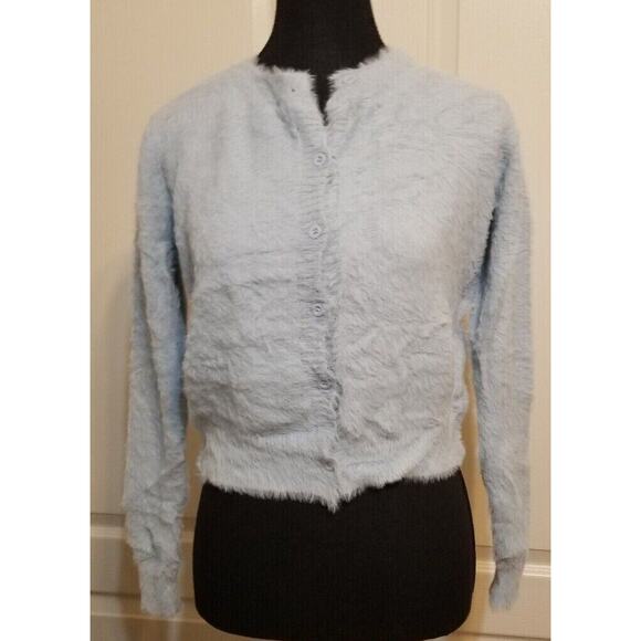 Princess Polly XX Size S/M Lt Blue Fuzzy Soft Women's Cardigan Sweater Casual-PO - Picture 1 of 7